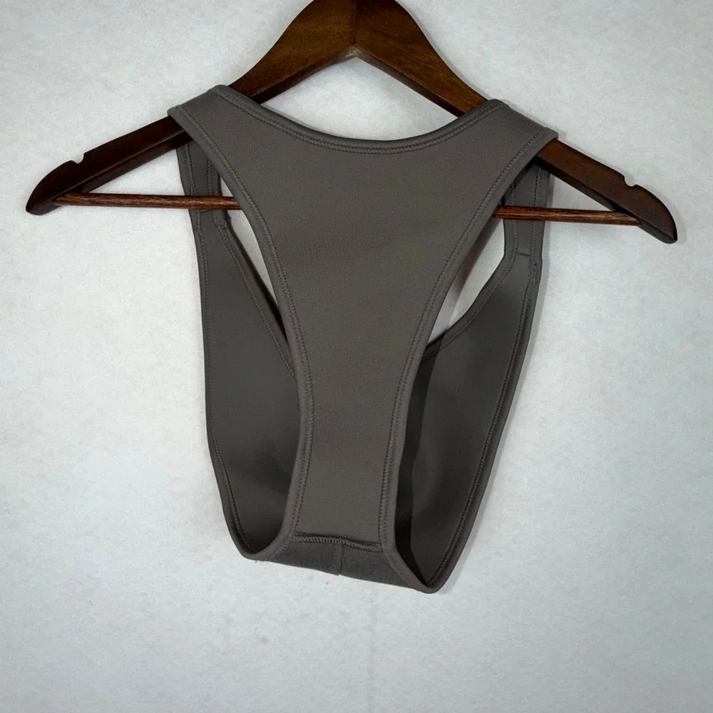 SKIMS Rubberized Scuba Swim Tanga Bikini Bottom Large Grey Chalk Cheeky NWOT